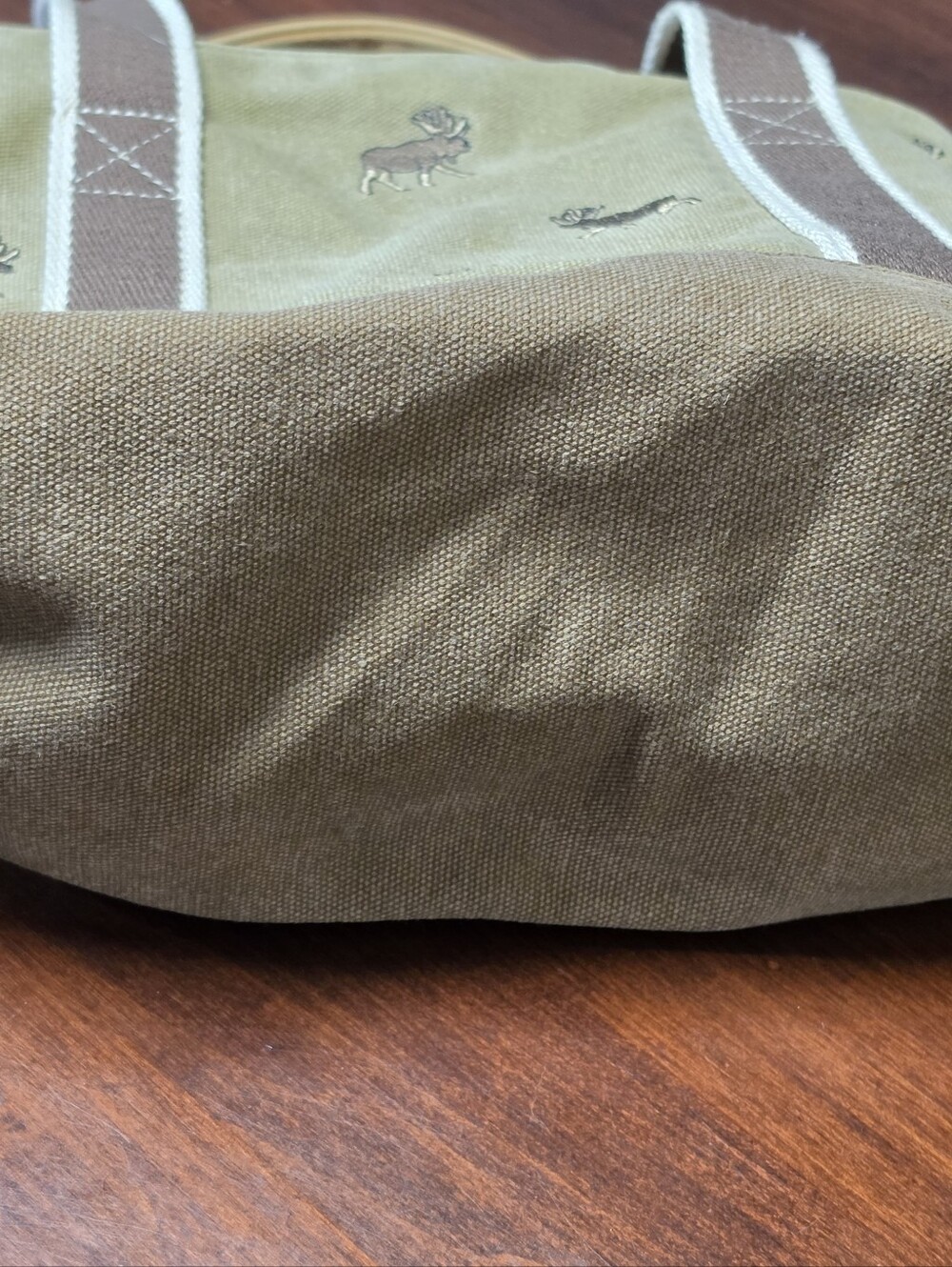L.l. Bean Boat Tote Mini Canvas Moose Embroidered Tote Bag, Zip Top - Picture 2 of 10